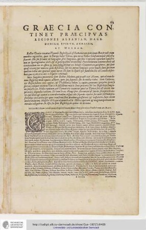 Graecia Continet Praecipuas Regiones Albaniam, Macedoniam, Epirum, Achaiam et Moream