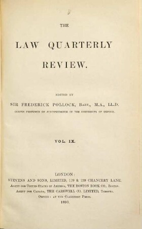 The Law quarterly review. 9. 1893