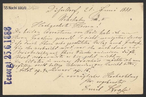 Brief an B. Schott's Söhne : 21.06.1888