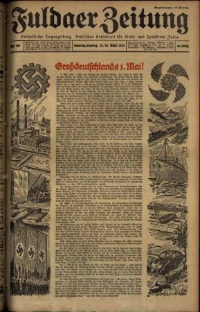 Ausgabe vom Samstag, den 29. April 1939.