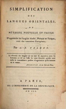 Simplification des langues orientales