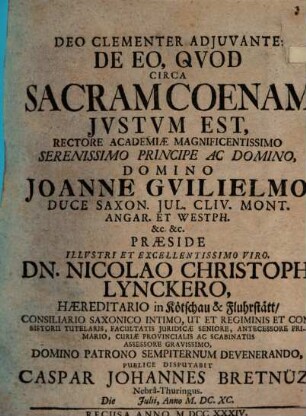 De eo quod circa sacram coenam iustum est