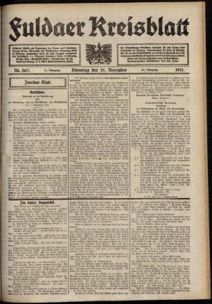 Zweite Ausgabe vom Dienstag, den 21. November 1911.