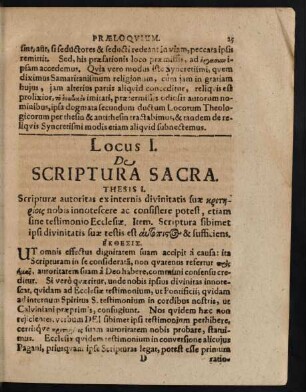 Locus I. De Scriptura Sacra.
