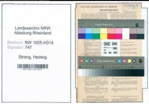 Entnazifizierung Hedwig Streng , geb. 24.06.1903 (Leihbibliothekarin)