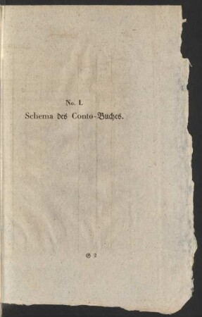 No. I. Schema des Conto-Buches