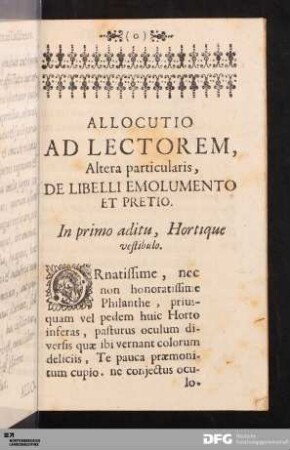 Allocutio Ad Lectorem