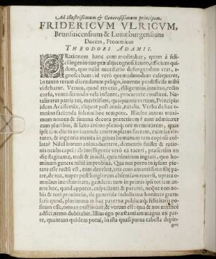 Ad Illustrissimum & Generosissimum principem, Fridericum Ulricum, Brunsuicensium & Lunæburgensium Ducem