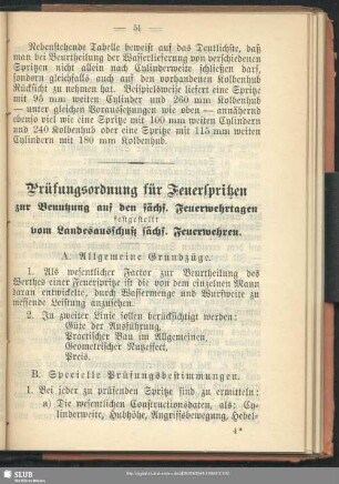 Prüfungsordnung für Feuerspritzen zur Benutzung auf den sächs. Feuerwehrtagen : festgestellt vom Landesausschuß sächs. Feuerwehren
