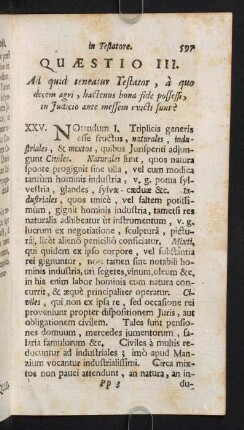 597-609, Quaestio III. Ad quid teneatur Testator, a quo decem agri, hactenus bona fide possessi...