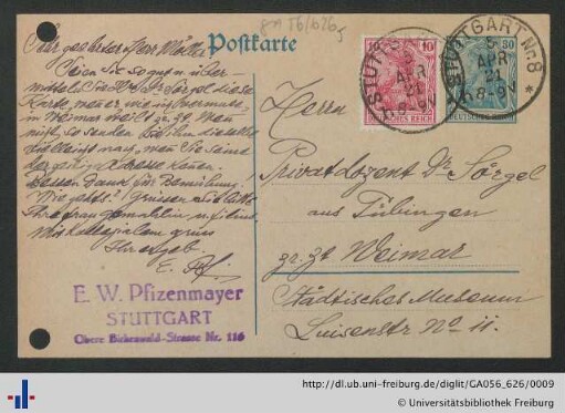 Postkarte vom 05.04.1921.