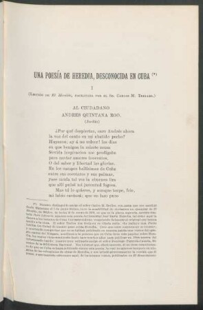 Una poesía de Heredia, desconocida en Cuba