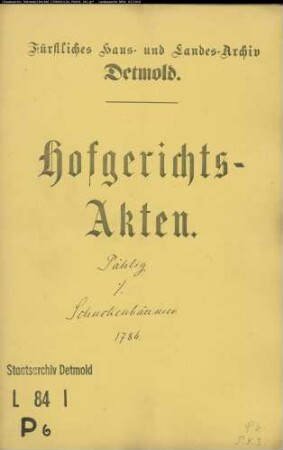 Pählig, Forstverwalter zu Hiddesen gegen den Krüger Schuckenbäumer zu Hiddesen - Pachtrückstand