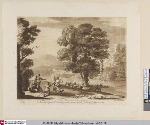 [Landschaft mit Fluss und Hirten]