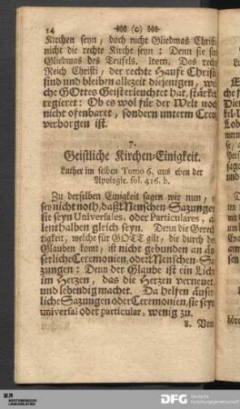 7. Geistliche Kirchen-Einigkeit.