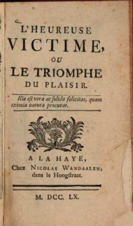 L' heureuse Victime, ou le Triomphe du Plaisir