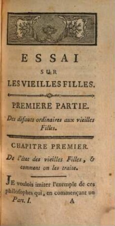 Essai Satirique Et Amusant Sur Les Vieilles Filles, 1