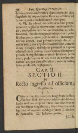 [...] Sectio II. De Recto ingressu ad officium Magistratus.
