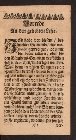 Vorrede An den geliebten Leser.