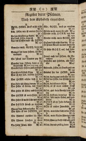 Register der Psalmen. - Nützliches Register.