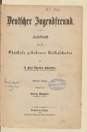 Deutscher Jugendfreund : Lesebuch für die Oberstufe gehobener Volksschulen