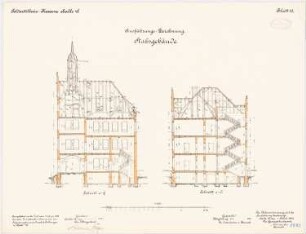 Feldartilleriekaserne, Halle/Saale: Stabsgebäude: Querschnitte 1:100
