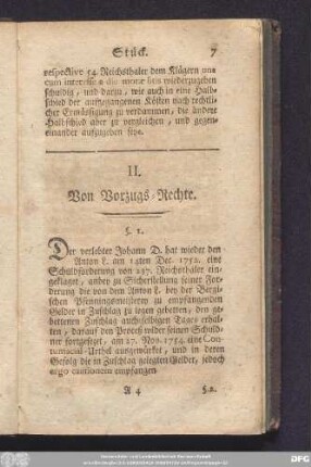 II. Von Vorzugs-Rechte.