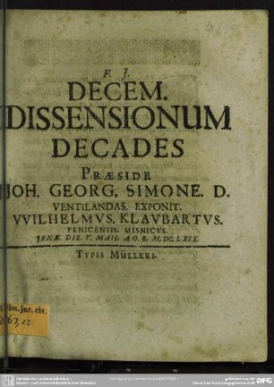 Decem. dissensionum decades