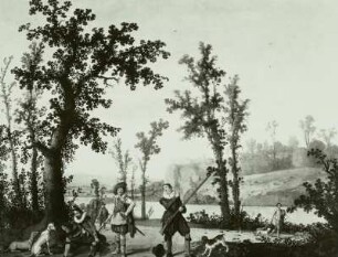 Landschaft mit Jägern : Technikgeschichte | Forstwirtschaft, Jagdwesen | Jagdwesen | Jäger, Jagdhelfer