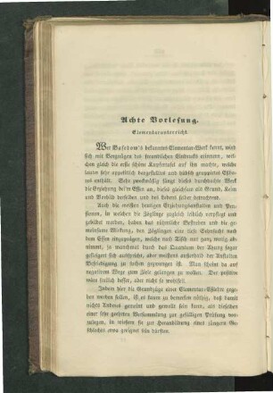 Achte Vorlesung. Elementarunterricht