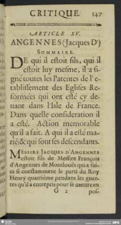 Article XV. Angennes (Jacques D´)