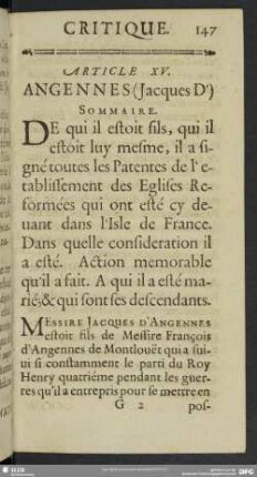 Article XV. Angennes (Jacques D´)