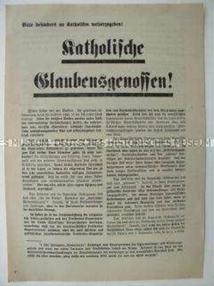 Nationalsozialistisches Wahlkampfflugblatt, welches Katholiken auffordert, die Nationalsozialisten zu wählen