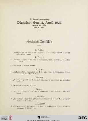 II. Versteigerungstag (Nr. 1-469)