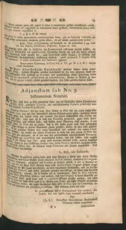 Adjunctum sub No. 5. Instrumentum Notariale