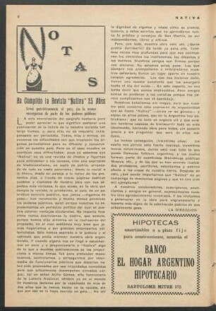 Notas : Ha cumplido la revista "Nativa" 23 años