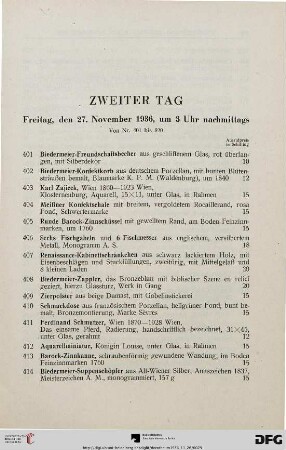 Zweiter Tag: Freitag, den 27. November 1936, um 3 Uhr nachmittags (Nr. 401-820)
