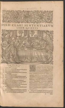 Iulii Clari Sententiarum Liber Quintus.