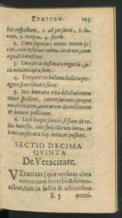 Sectio Decima Quinta. De Veracitate.
