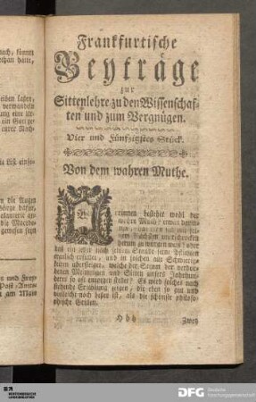 Vier und fünfzigstes Stück. Von dem wahren Muthe.