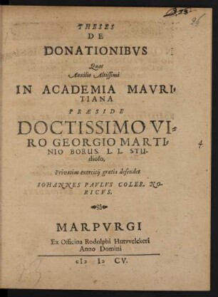Theses De Donationibus