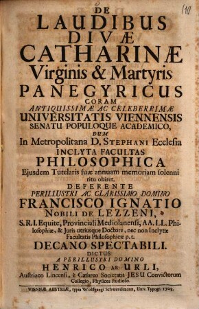 De laudibus divae Catharinae virginis et martyris panegyricus