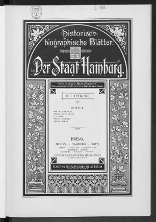 Bd. 7, Lfg. 3: Historisch-biographische Blätter, Band 7, Lieferung 3 : der Staat Hamburg