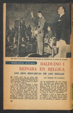 Balduino I reinará en Belgica - Los seis monarcas de los belgas