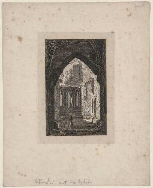 Die Sakristei in der Klosterruine auf dem Berg Oybin im Zittauer Gebirge, aus Carl Peschecks "Oybin bei Zittau in 12 Ansichten ..." (erweiterte Auflage?)