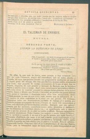 El talismán de Enrique. : Novela. Segunda parte. Carmen la huérfana de Cádiz. (Continuación).