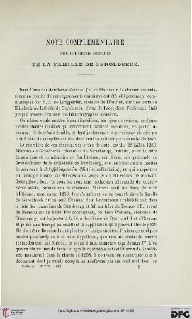 2.Ser. 8.1871: Note complémentaire sur plusieurs membres de la famille de Geroldseck