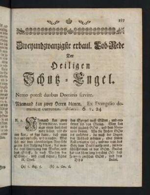 393-429, Zweyundzwanzigste erbaul. Lob-Rede der Heiligen Schutz-Engel - Dreyundzwanzigste Erbauliche Lob-Rede von den Heiligen Schutz-Englen