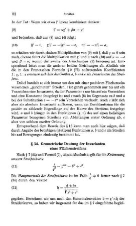 § 34. Geometrische Deutung der Invarianten eines Flächenstreifens