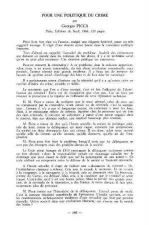 286-288, Pour une politique du crime, par Georges Picca